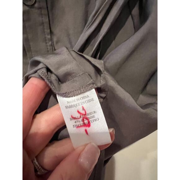 Theory silk button front mini skirt gray 4 - Picture 5 of 5